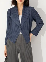 ATA YAKE-Manteau Plissé pour Femme, Début d'Automne, Nouveau Style, Tendance, Polyvalent, Col Trempé, Un Bouton, Tempérament, Haut Court Trempé, 2023