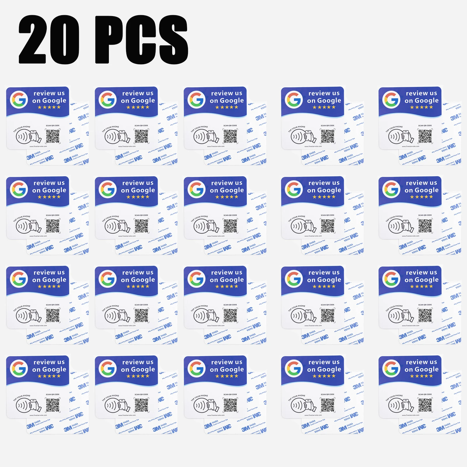 20pcs NFC 215 Smart Google Review Card Stand Programmable QR Code Table Display for Business Feedback