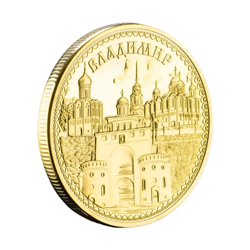 Vladimir Russian City Golden Plated Souvenir Coin Double-heads Eagle Commemorative Coins Collectible Gift