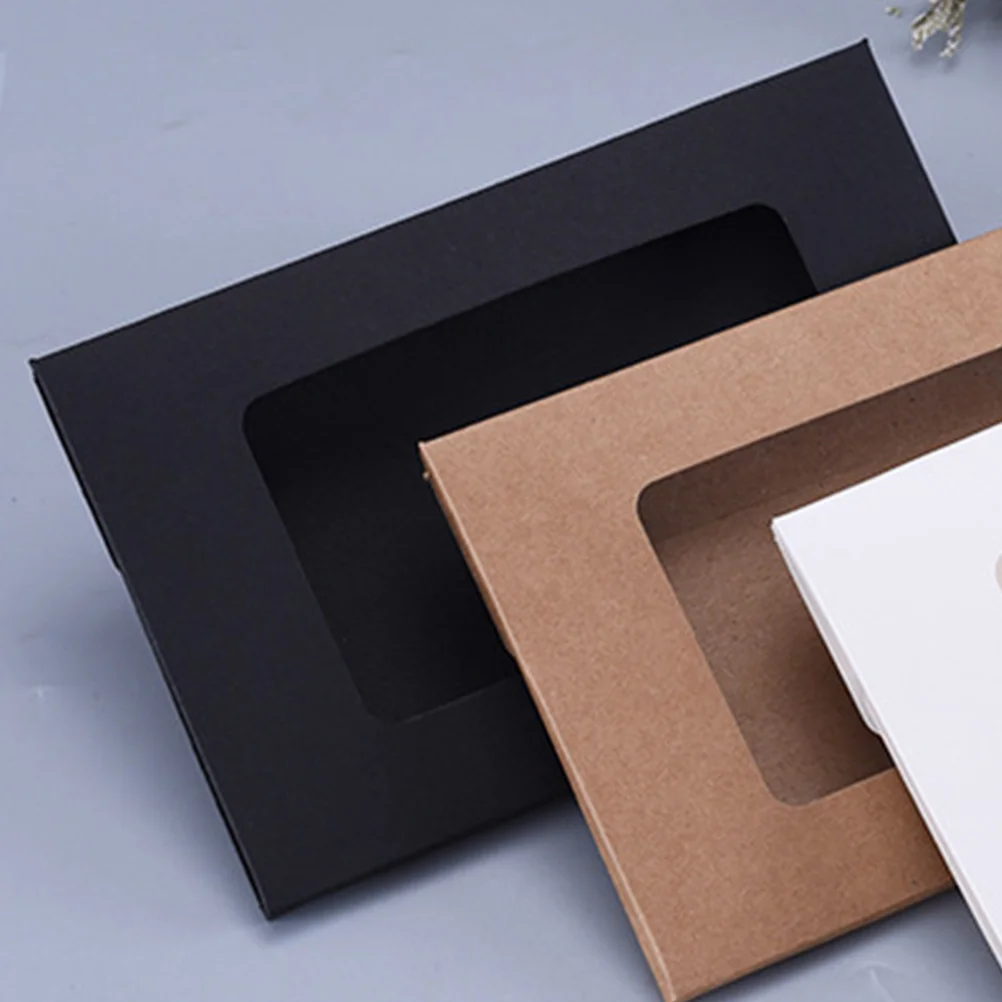 10 Pcs Window Envelope Box Paper Cases Storage Container Blank Kraft Key Holder Envelope Kraft