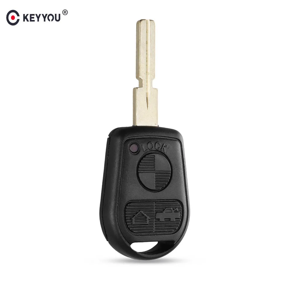 KEYYOU 3 Button Uncut Blade Car Key Replacement Remote Key Case Shell for BMW E31 E32 E34 E36 E38 E39 E46 Z3 Fob Uncut key case