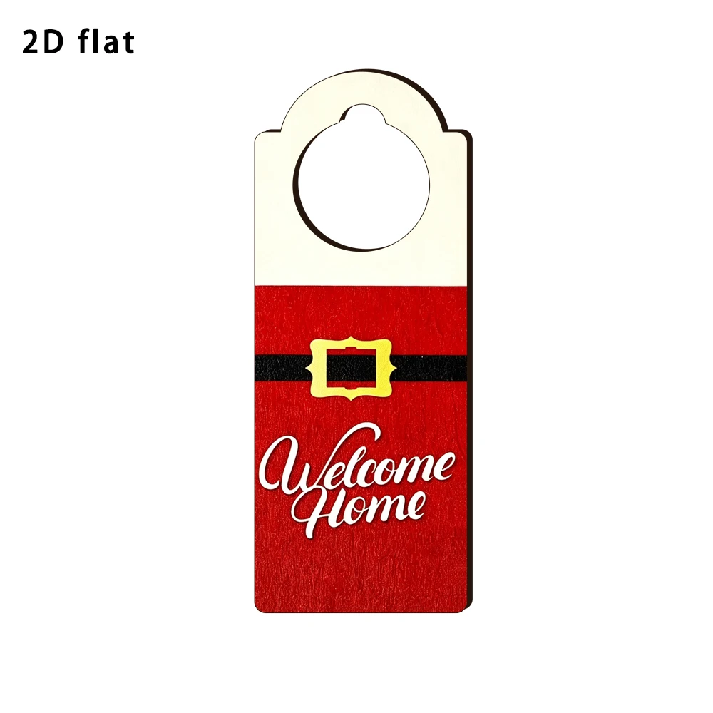 Christmas Santa Belt Door Hanger 2D Flat Wooden Sign 'Welcome Home' Home Decor Doorknob Sign