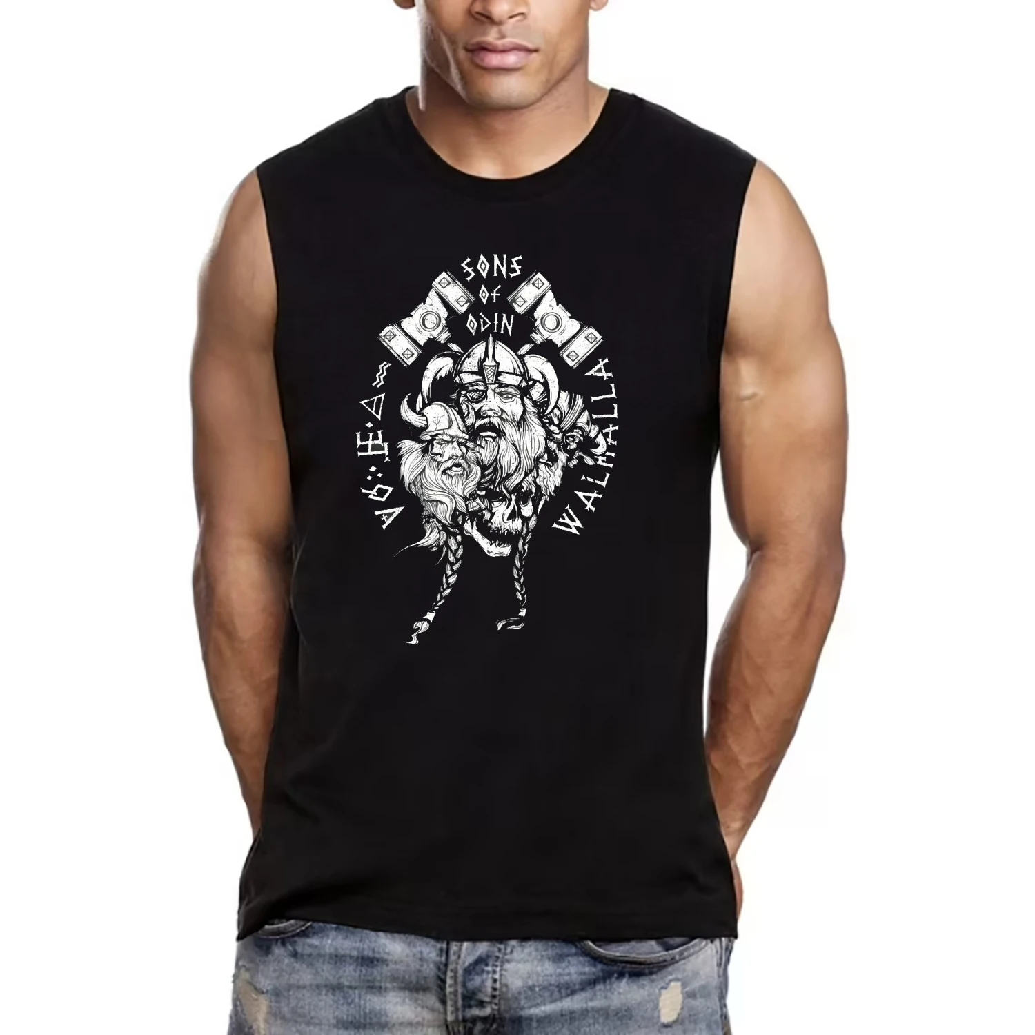 

Sons of Odin Nordic Warriors Valhalla Tank Top 100% Cotton O-Neck Summer Casual Mens Vest Sleeveless Tee Shirt Streetwear