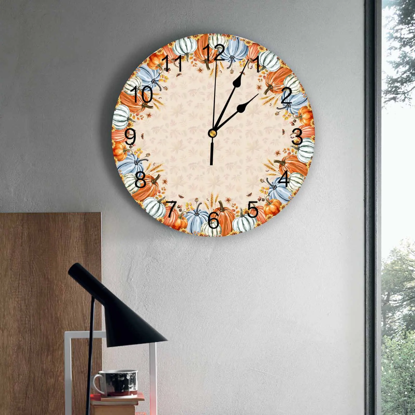 

Bedroom Wall Clocks Floral Pumpkin round Living Room Clocks Ornaments Baby Room Study Mute Wall Clocks