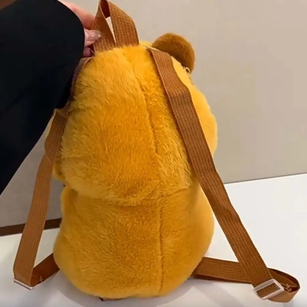Creative Cute Capybara Plush Backpack Bear Soft Brown Doll Bag Adjustable Straps Lightweight Cartoon Daypack Kids