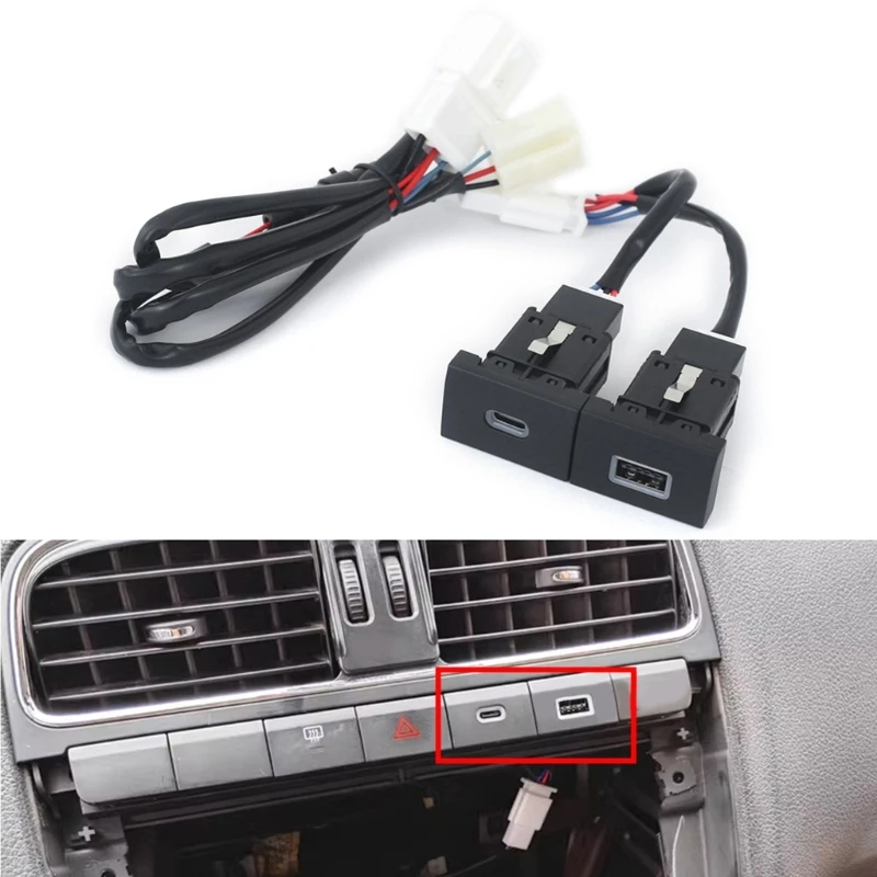 

Автомобильный адаптер для быстрой зарядки телефона, автомобильное зарядное устройство QC3.0 Type C, PD, USB-интерфейс, адаптер для VW POLO 2011-2013