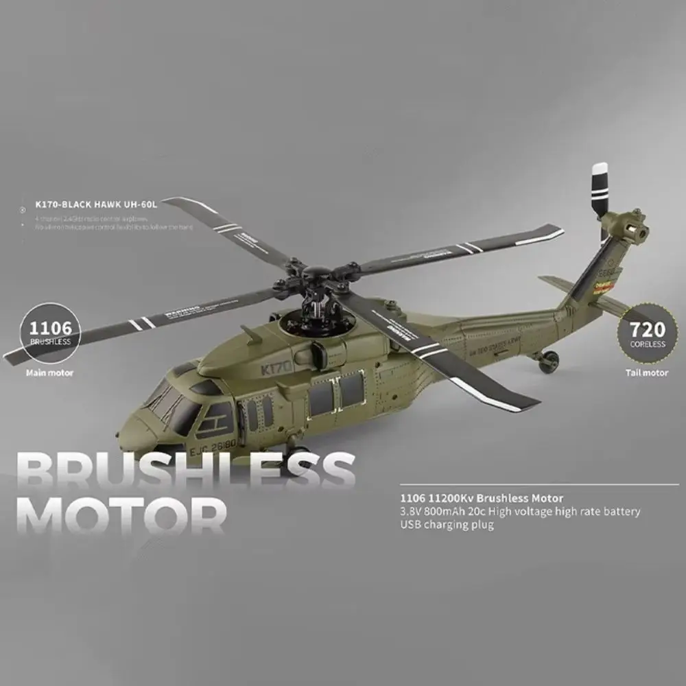 

New Plastic K170 RC Helicopter 4.0CH USB Charging Remote Control Plane Rechargeable Green Flying Helicopter Toy Boys Gift