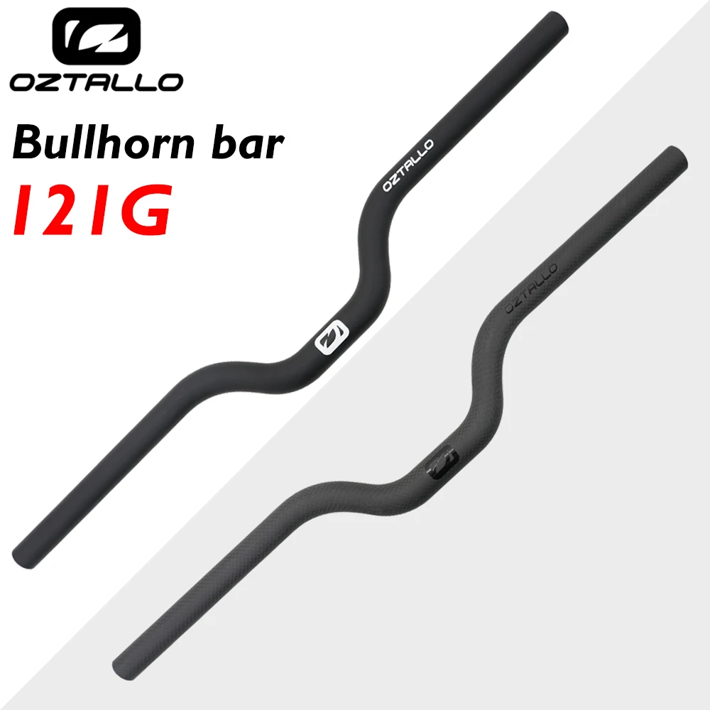 

OZTALLO Mini Handlebar Carbon Fibre 121g 25.4mm Clamp 580-700mm Flat Rise Bullhorn 6°/15° Backsweep 0°/4°/15° Upsweep Bike Parts