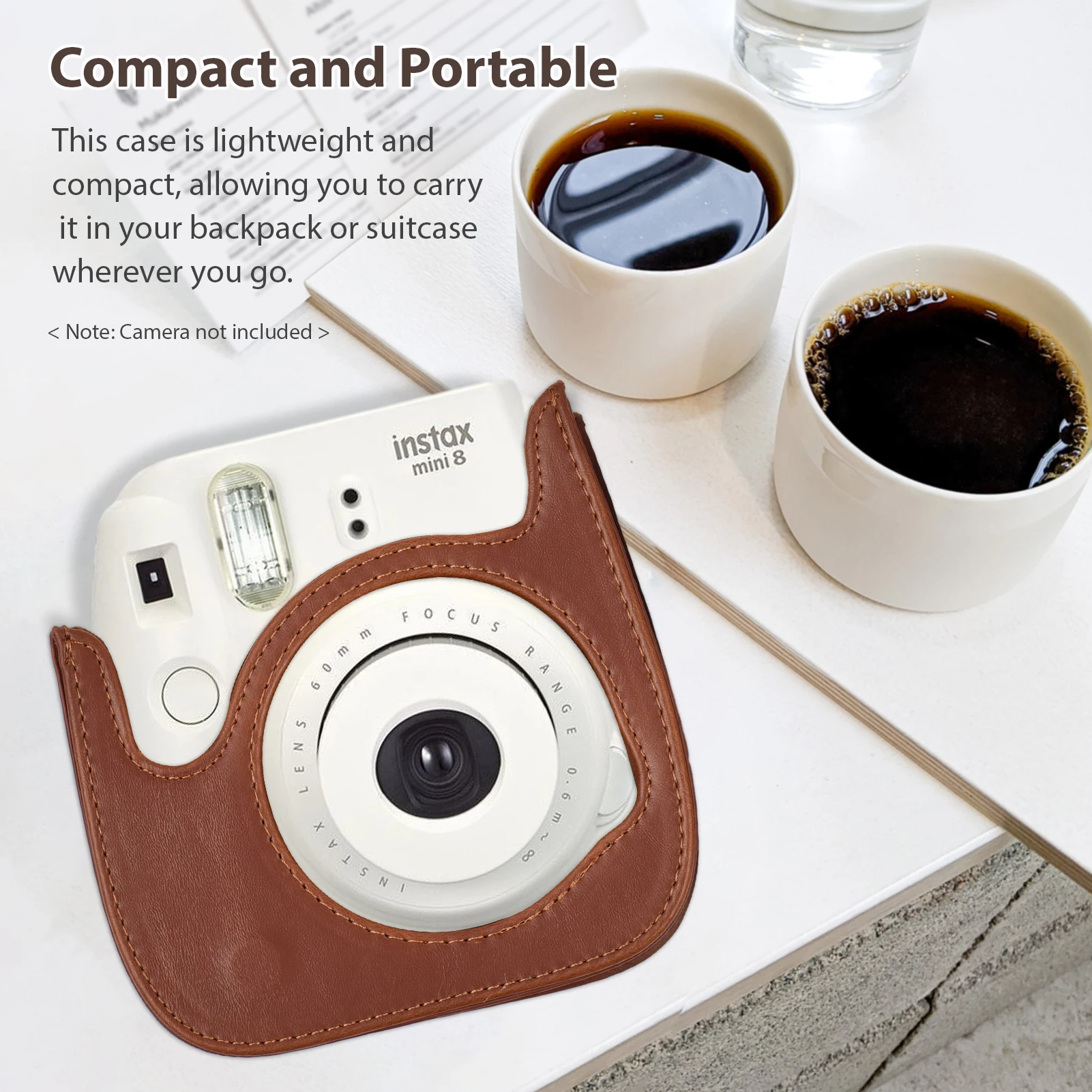 

Instant Camera Storage Case Camera Bag PU Leather Magnetic Buckle with Shoulder Strap Compatible with Mini 12/11