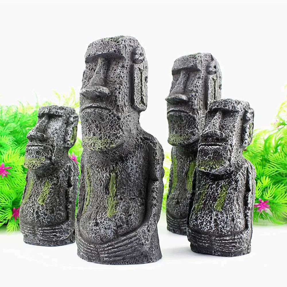 Creative World Famous Scenery Building Chile Easter Island Moai Statue Living Room Fishbowl Decoration Craft Medium 17CM