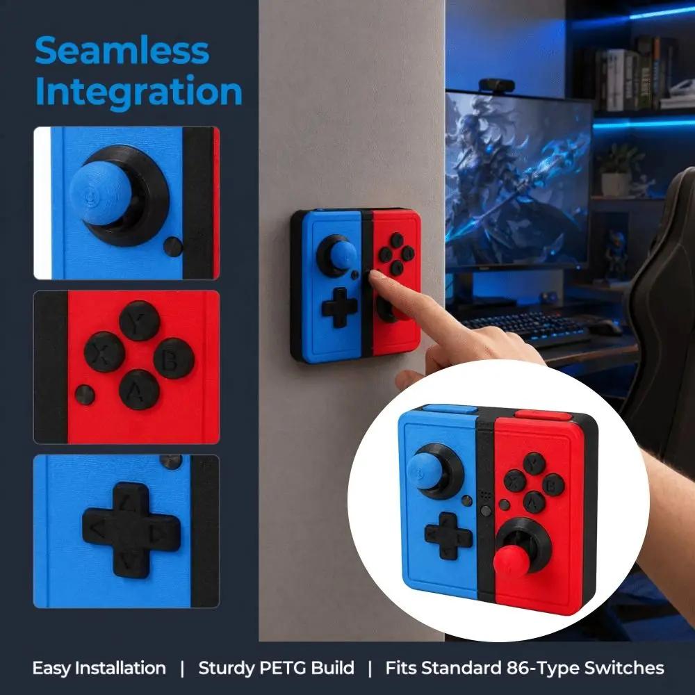 Creative Light Switch Guard Covers Retro Arcade Games 3D Printed Console-shaped Switch Cover Self-Adhesive Removable