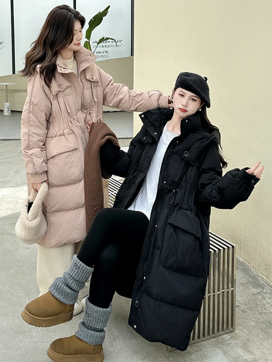 

Faionable Long Hooded White Du down Jaet Women's Coat 2025 Winter New Arrival Versatile Sli Thi Warm Commute Sle