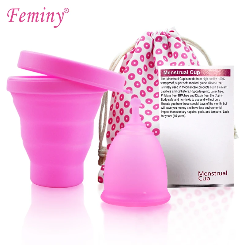 Menstrual Cup Case Kit Medical Silicone Women Copas Menstrauales Period Menstruation Cup With Foldable Sterilizer Cup Cleaner