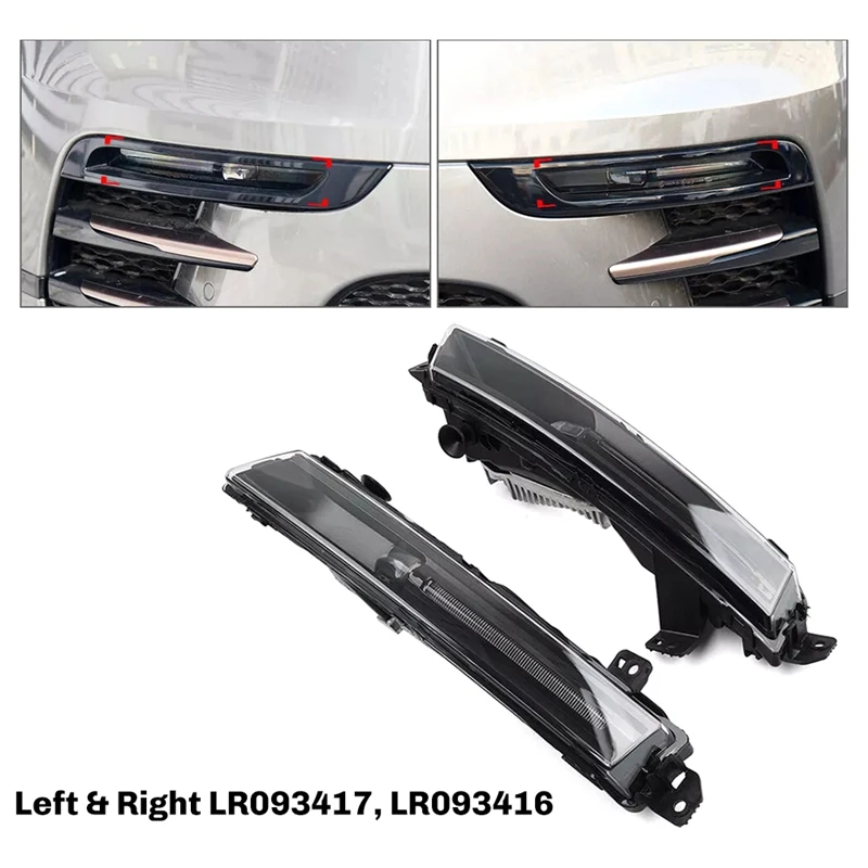 1 Pair Left & Right LR093417, LR093416 LED DRL Front Bumper Fog Lamp Assembly For Range Rover Velar 2018-2020