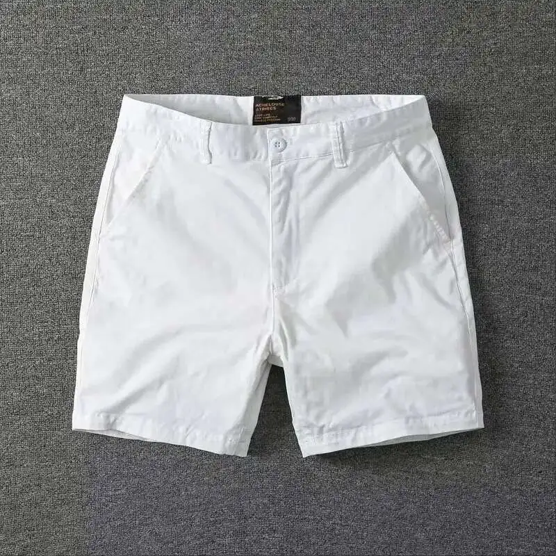 Textured Casual Pure Washed Soil, Men's Summer Cotton, Shorts, Trendy Solid Color, Versatile Slim Fitting Workwear, S Shorts,