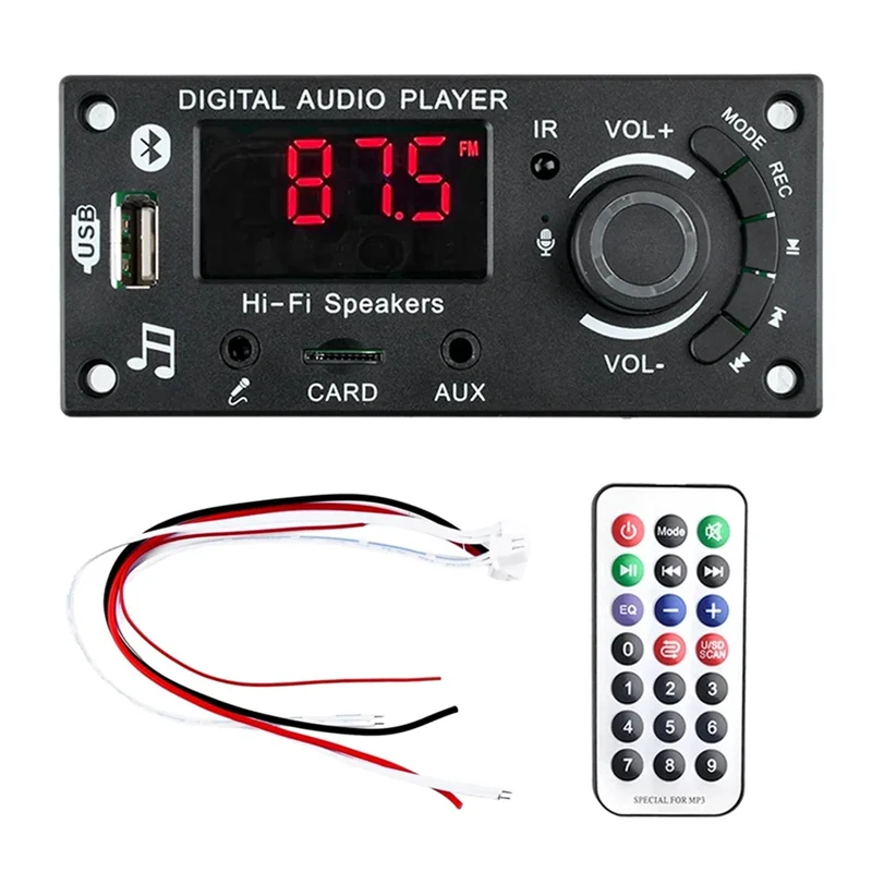 Excellent-2X50w 100W Bluetooth 5.0 MP3 ถอดรหัส DIY รถ MP3 เครื่องเล่น USB FM การบันทึกการสลับ TF USB บันทึก Call