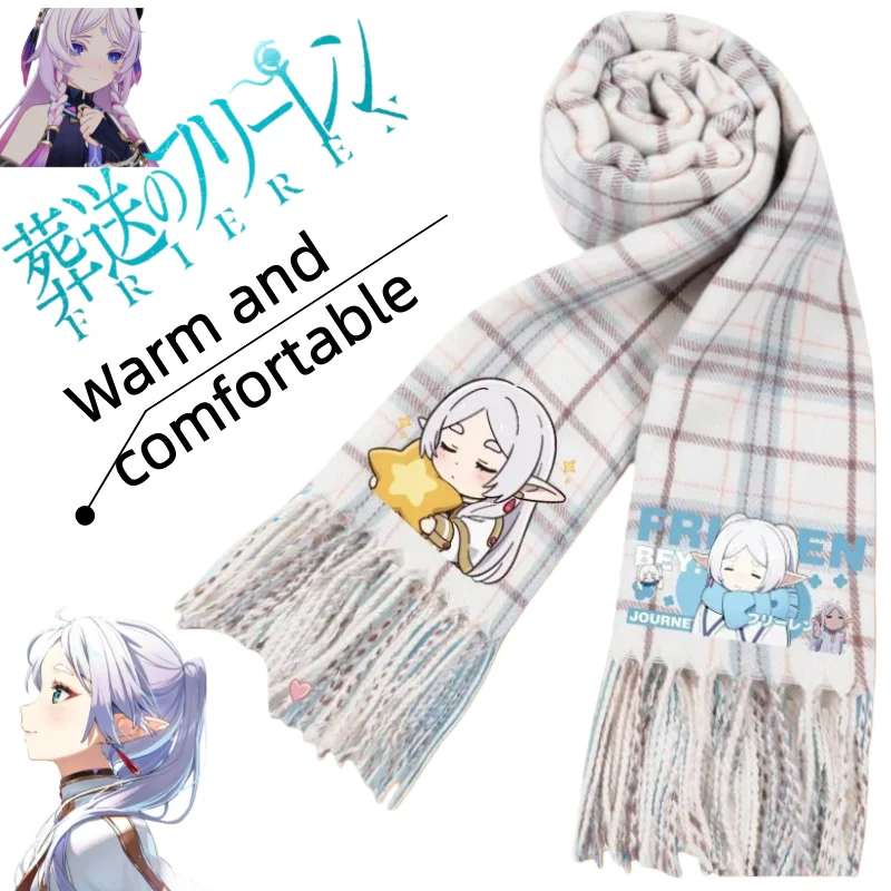 Frieren: Bufanda Beyond Journey's End para protección contra el viento y calidez, calentador de cuello suave y agradable para la piel para otoño/invierno, regalo de anime