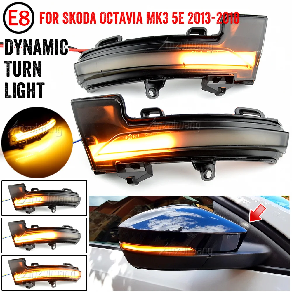 

Dynamic LED Turn Signal Blinker Mirror flasher Light For Skoda Octavia Mk3 A7 5E 2014 2015 2016 2017 2018 2019