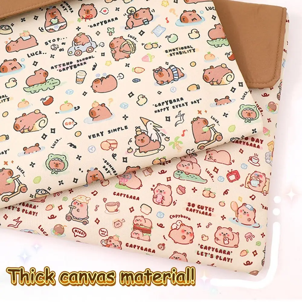 Cute Large Capacity Capybara File Bag Canvas Hand-held Pen Bag Learning Supplie Homework Storage Bag