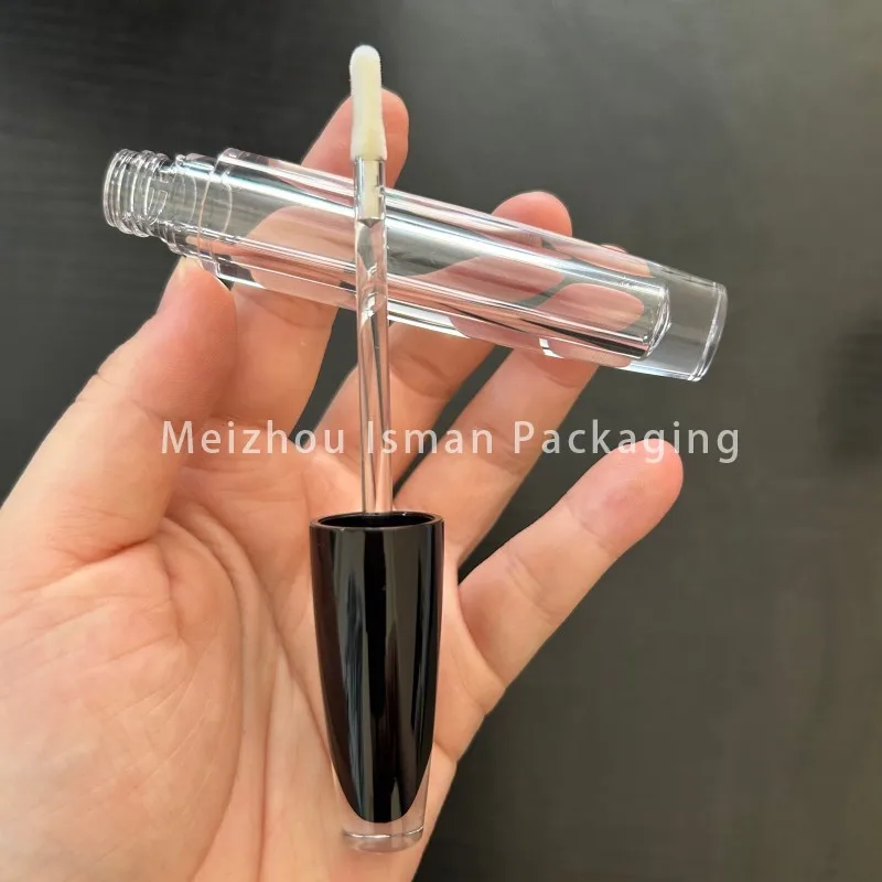 50 szt. Unikalne pojemniki na błyszczyk w kształcie stożka PET, przezroczyste, kryształowe, czarne aplikatory, puste butelki na tusz do rzęs, tubki na błyszczyk 4 ml 16 ml
