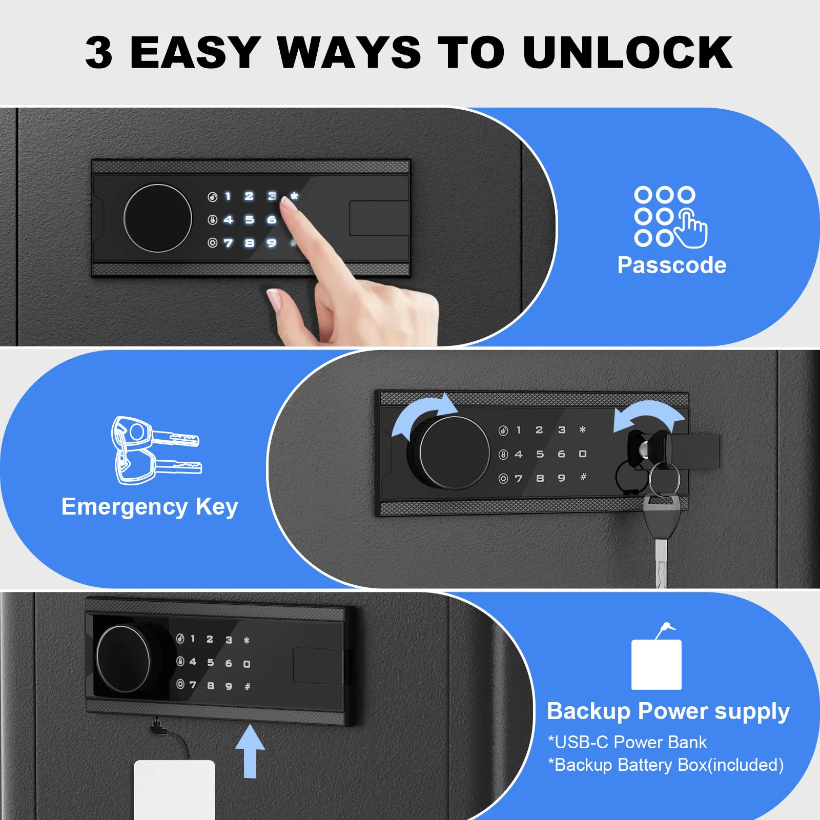 6.1 صندوق أمان منزلي على شكل شبل، آمن بسعة كبيرة مع أدراج مجوهرات، آمن رقمي مع أرفف قابلة للإزالة ونظام إنذار. #6