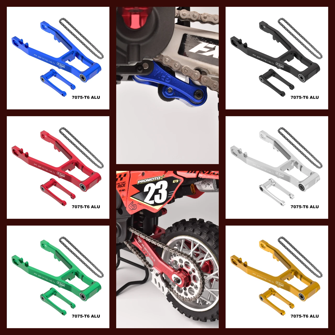 

GPM CNC Alu 7075 Extend Swing Arm (+30mm) +Pull Rod+Chain For LOSI Promoto MX SM