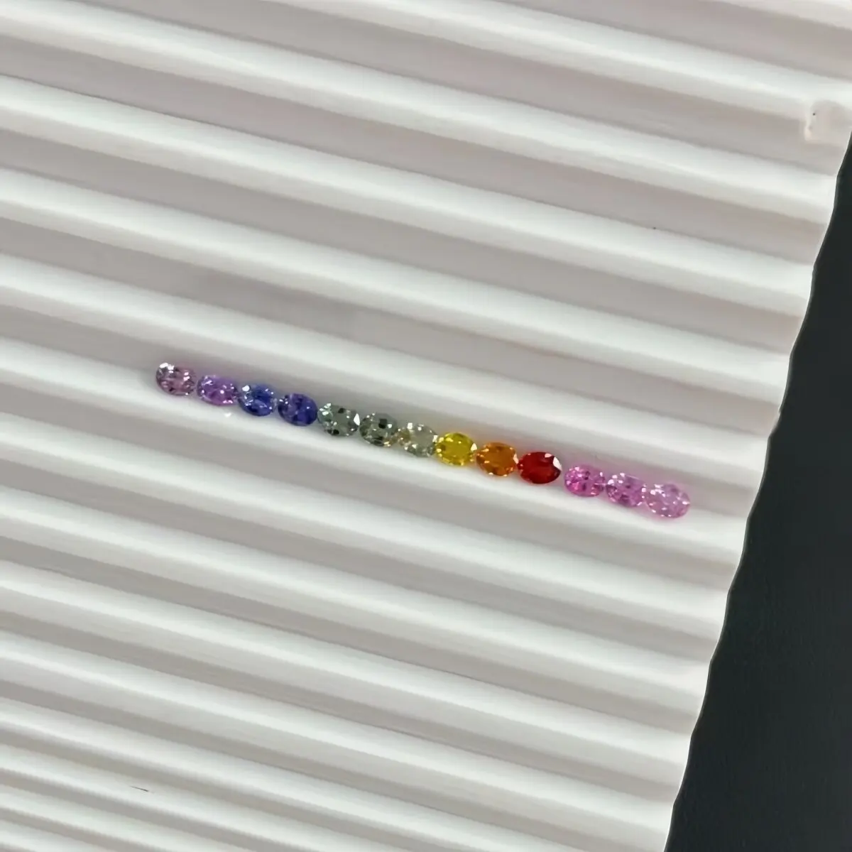 Rainbow Gradient Matching Color Oval Shape Lab Grown Sapphire Dopamine Color Loose Gemstone For Jewelry Design Making