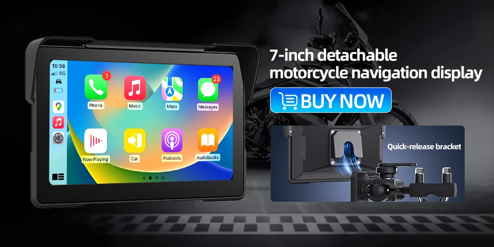 6,5 Zoll Motorrad Tragbare Smart Display IP67 Wasserdichte Drahtlose CarPlay Android Auto Abnehmbare Halterung Bluetooth Monitor – Detail 3