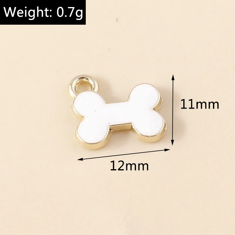 10Pcs New Cute Enamel Dog Bone Charms Lovely Animal Charms for Earrings Bracelet Necklace Pendant Handmade Jewelry Making DIY