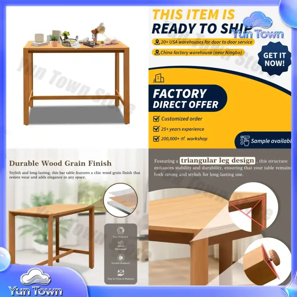 Hot Selling Custom High Quality Wood Dining Table Modern Counter Height Design Waterproof For Outdoor Use In Parks