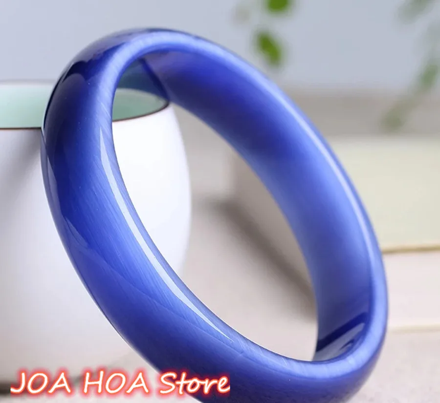 

Genuine Dark Blue Natural Cat Eye Stone Crystal Bangles Women Lucky Bracelet Jewelry