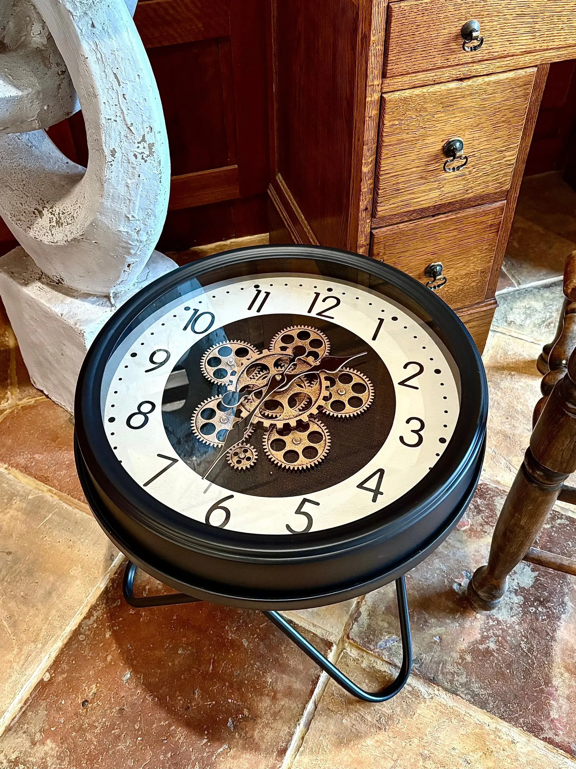 Vintage coffee table high-end furniture luxury clock table gear American living room sofa side table small coffee table bedside