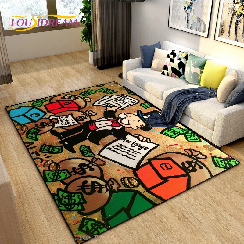 Rich Man Game M-Mono-poly Dollar Cartoon Non-Slip Rug for Living Room,Bedroom,Playroom,Kitchen Prayer Floor Mat Decor Rug Gift