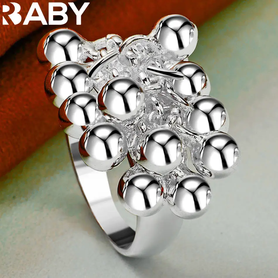 URBABY 925 فضة حجم 6-10 الخرز الكرة الدائري للنساء الرجال مجوهرات الأزياء سحر نعمة الزفاف المشاركة اكسسوارات #4