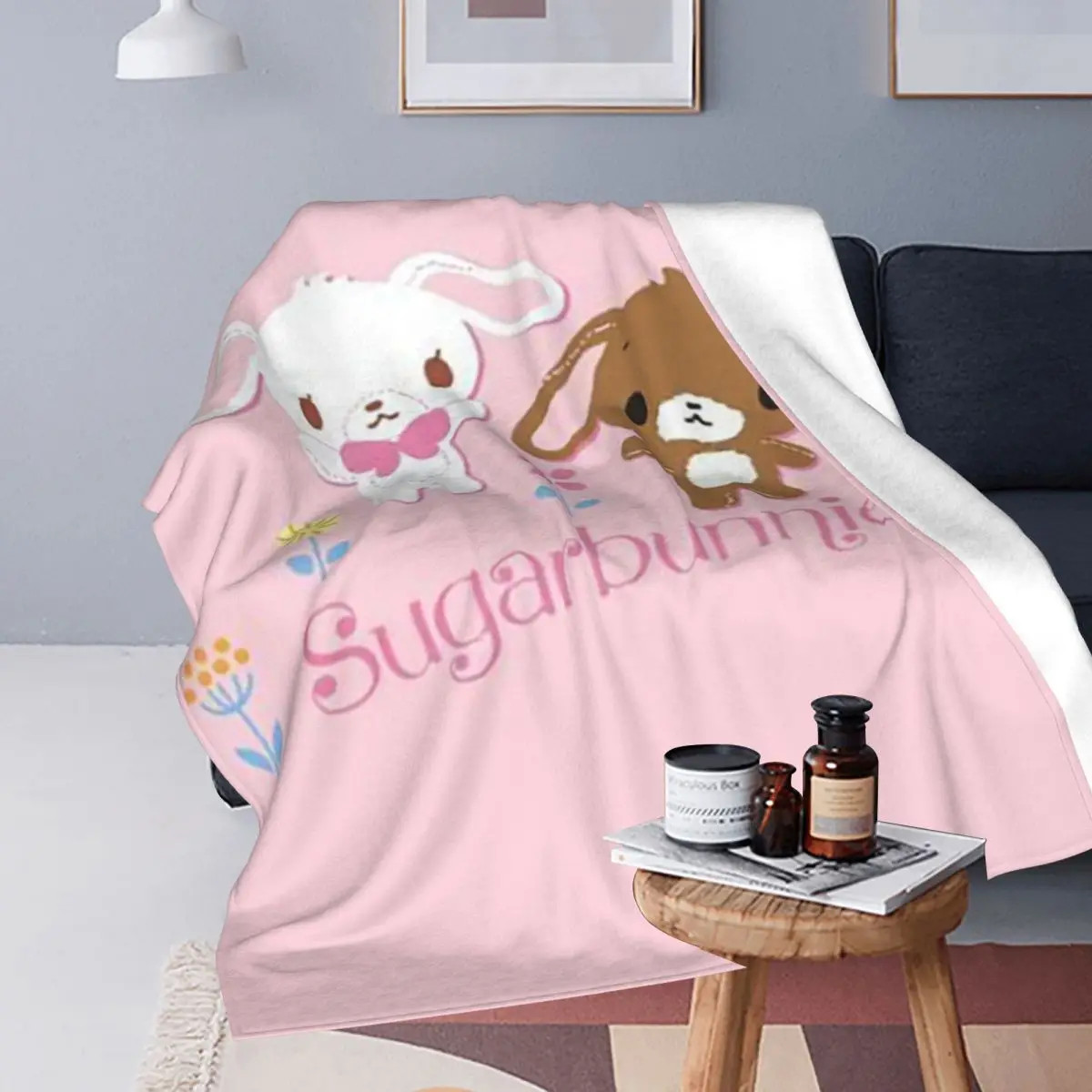 Sugarbunnies Blanket Soft Warm Flannel Throw Blanket Plush for Bed Living room Picnic Travel Home Couch