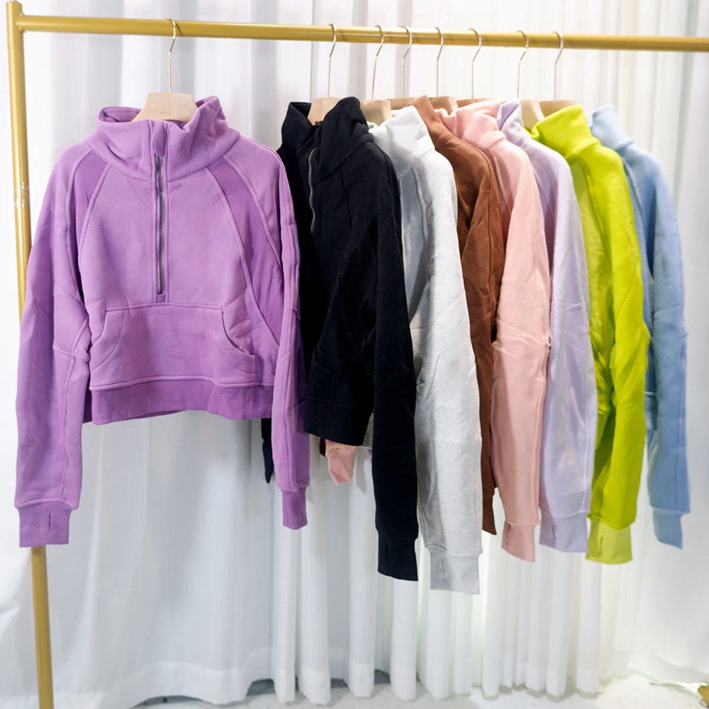Nylon Autumn Winter New Women's Sweatshirt Sports Half-Zip Stand Collar Fleece Outdoor Running Warm Loose Jacket view 3