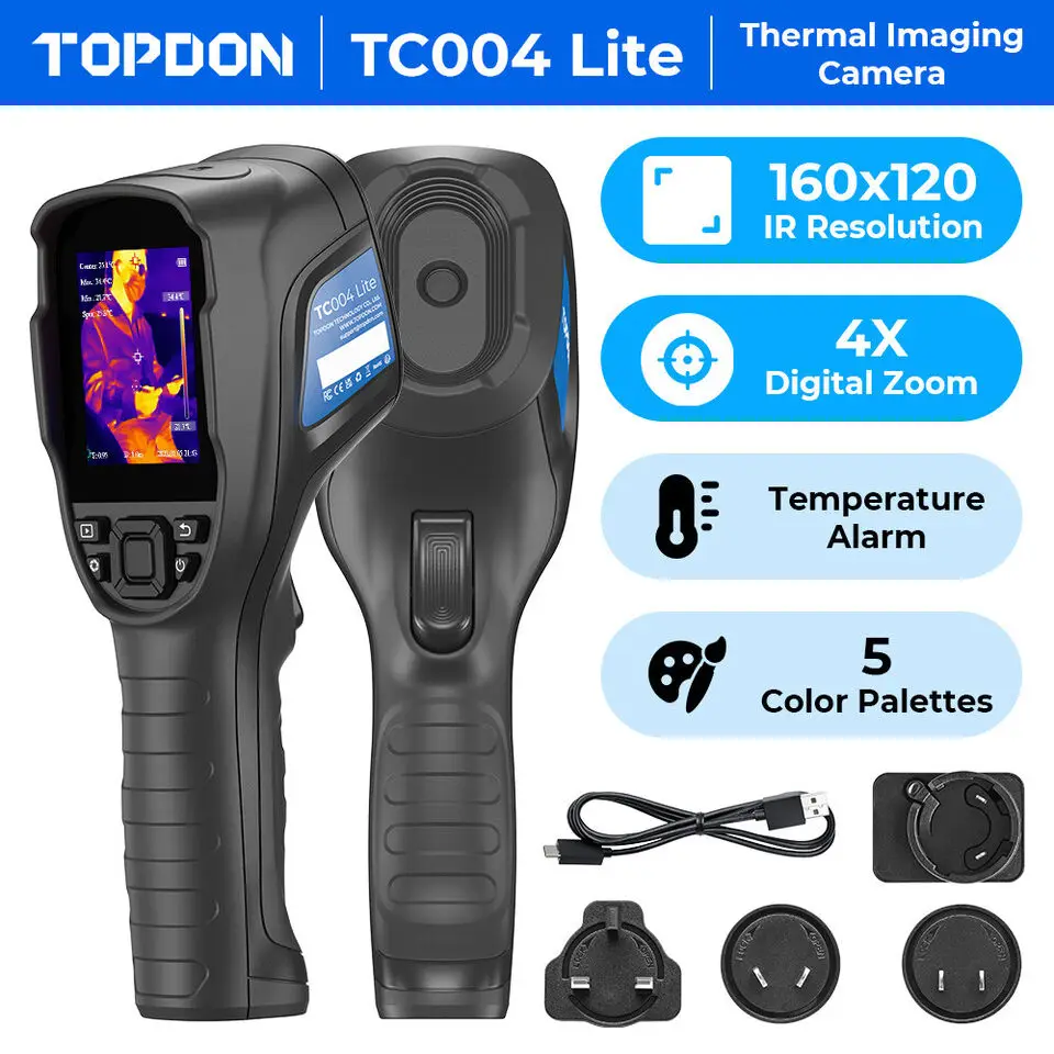 TOPDON TC004 Lite Thermal Imaging Camera Handheld Infrared IR High 160*120 Pixel 4X Digital Zoom Travel Adapter