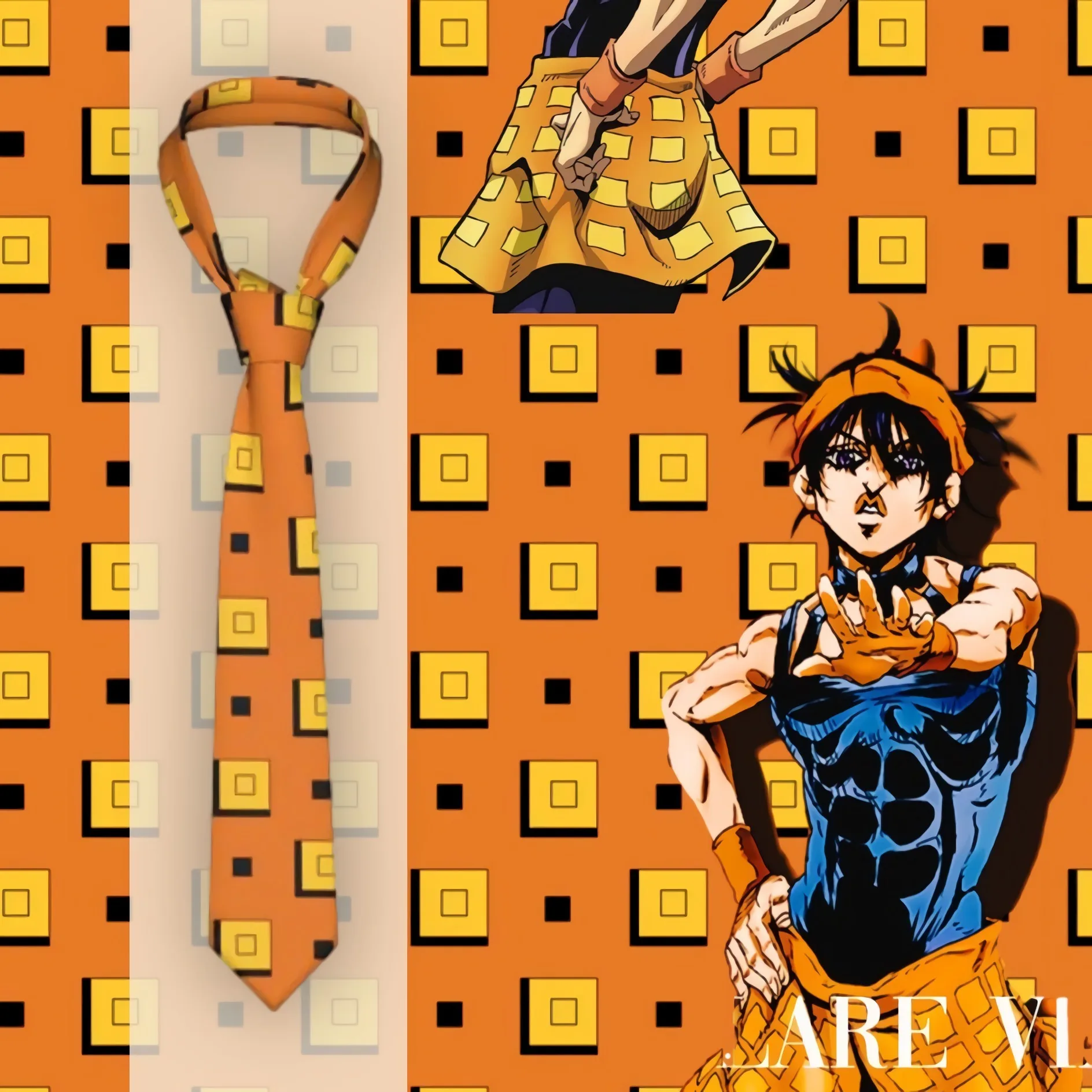 

Narancia Ghirga Inspired Tie Jojos Bizzare Adventures Blouse Vintage Neck Ties Office 8CM Gift For Men Cravat