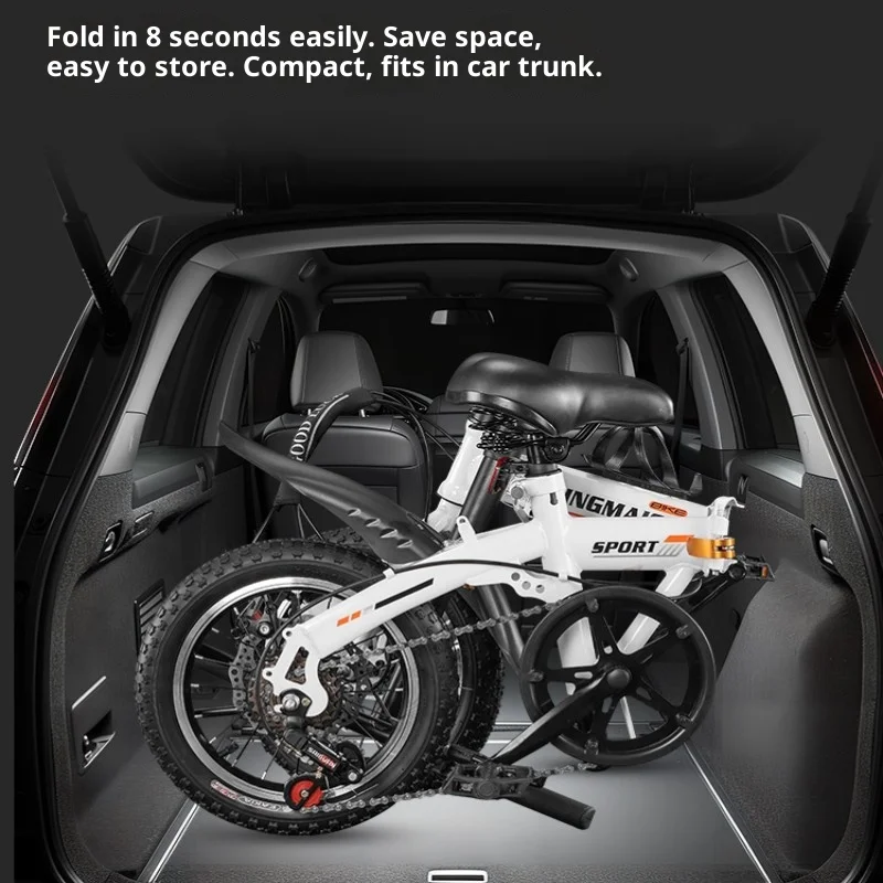 Opvouwbare fiets 16 inch mini-vouwfiets Volwassen student Kinderen Commuter Draagbaar Lichtgewicht Single Speed 7-speed compact