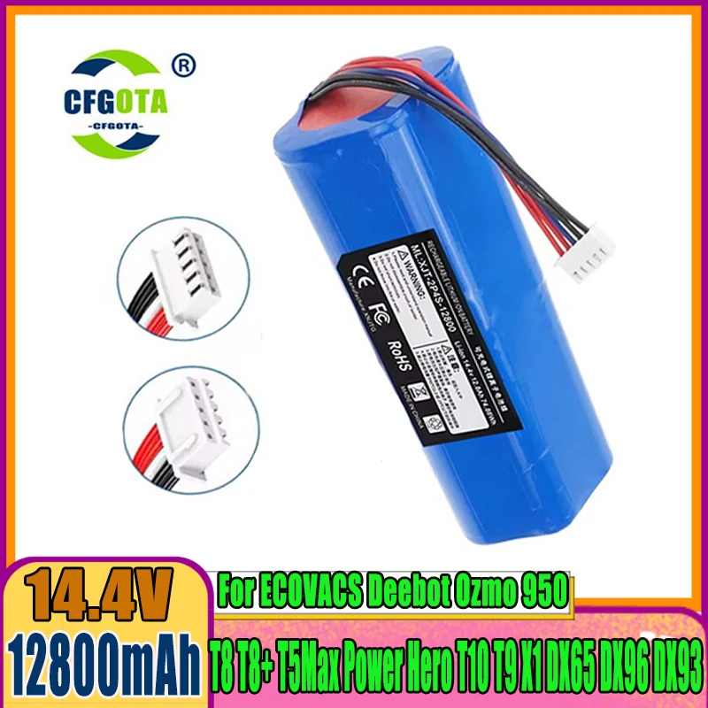 Robot Battery 14.4V 12800mAh For Ecovacs Deebot Ozmo 950 T5 T8 T9 Aivi T10 T20 X1 Omni DX93 DX96 DBX11 DX65