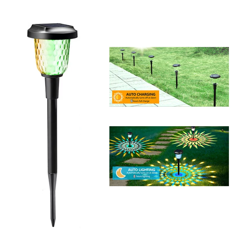 Solar Pathway Lights RGB Color Changing Outdoor Waterproof Garden Lamp Landscape Path Lights for Yard Patio Lawn Solar Light