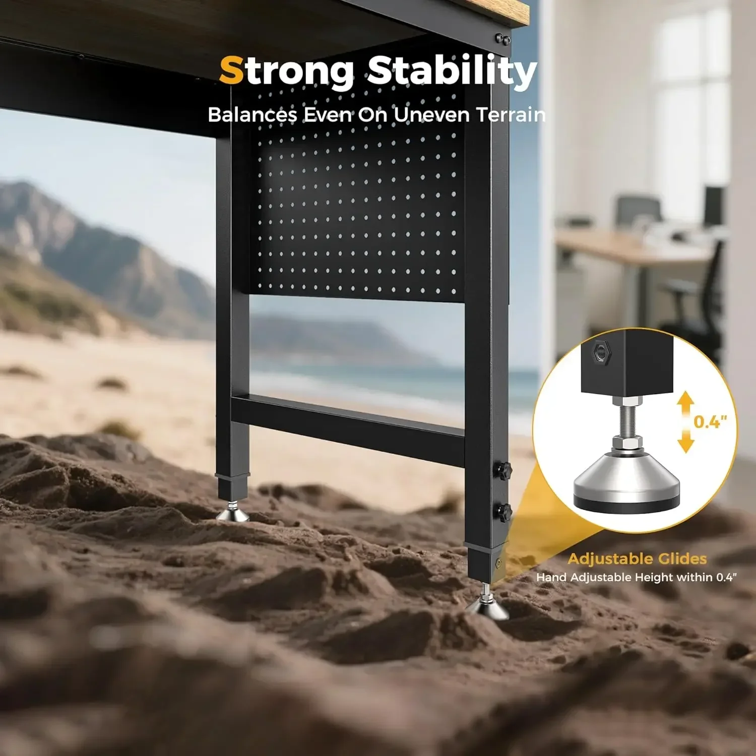 [Limited Time Offer, Clearance!]60" Adjustable Heavy Duty Workbench, 2000 LBS Load Capacity Rubber Wood Work Table with Pegboard