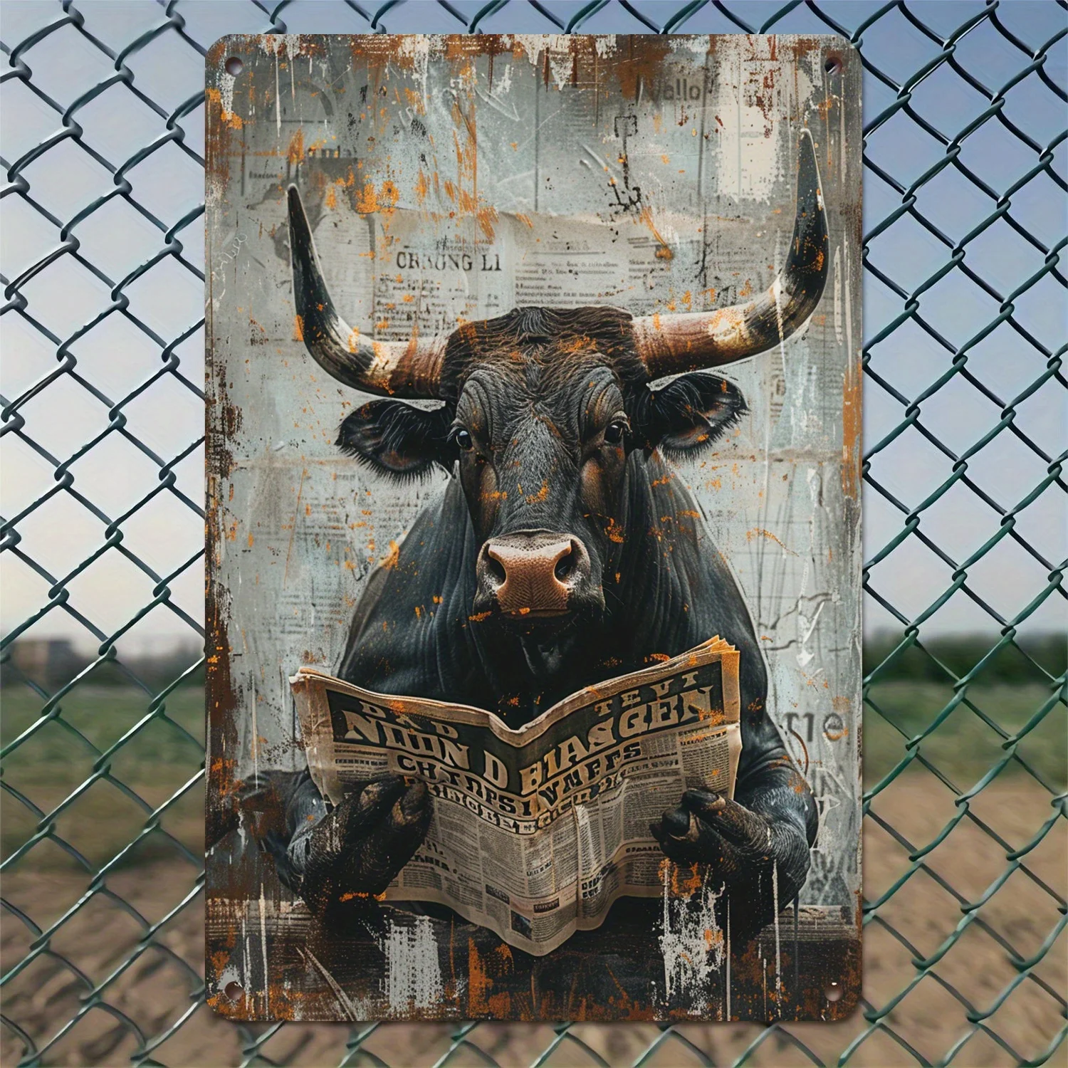 Vintage Cow & Alpine Cow Metal Signage -  Vintage Wall Art for Bathroom Decor, Reusable Tin Poster