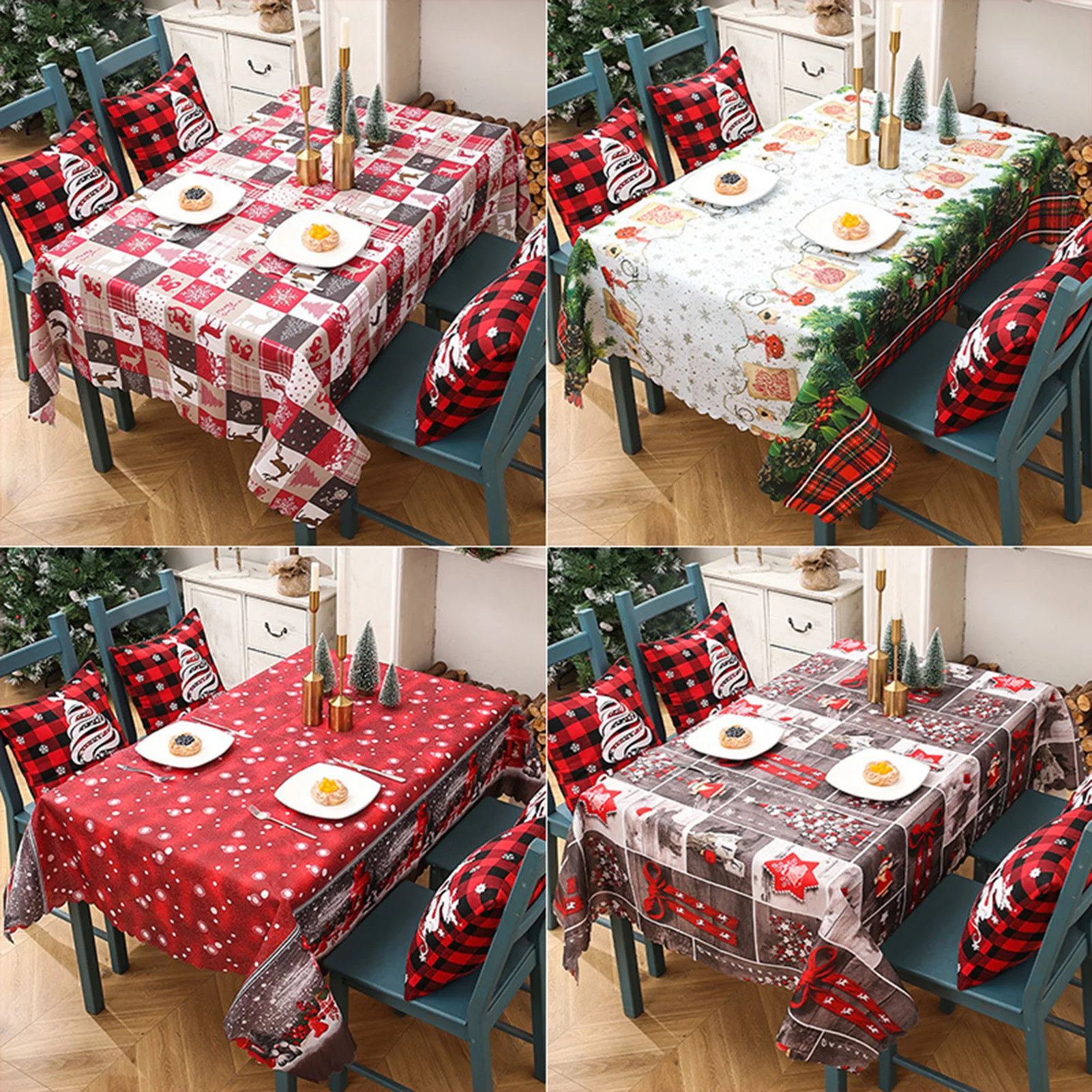 

Cute Cartoon Christmas Style Printed Tablecloths Personalized Fabric Tabletop Decor For Study Room