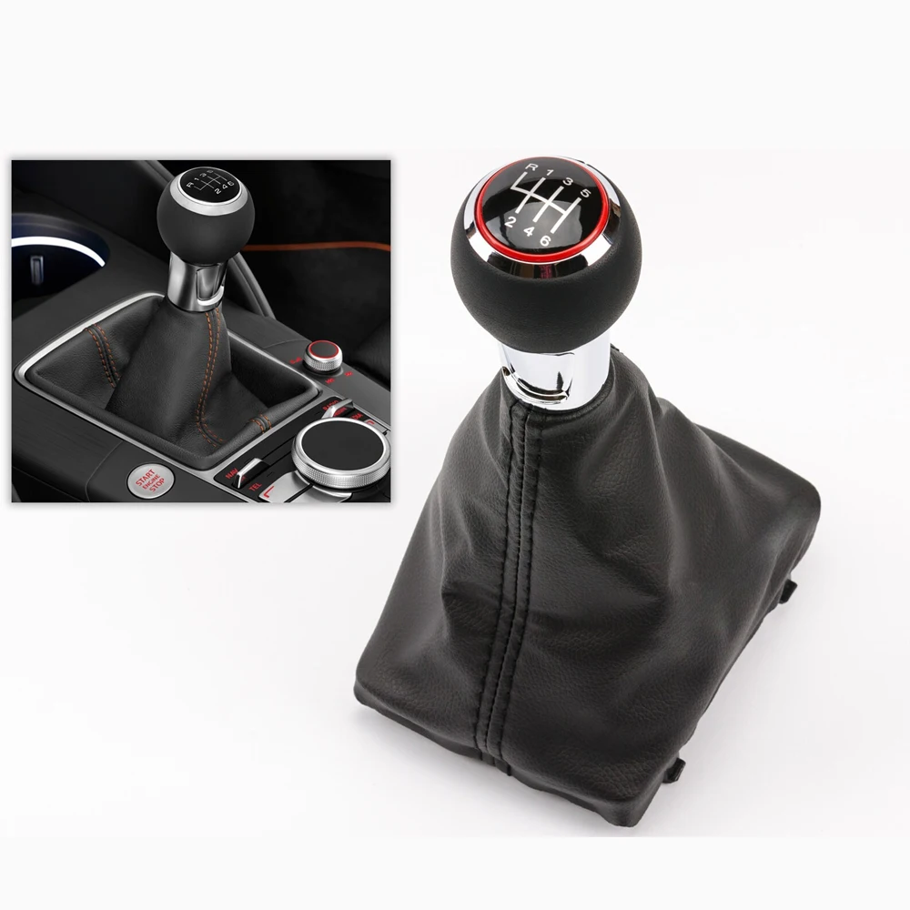 PU-Leder Schaltknauf 5/6-Gang Schalthebel Handgriff für AUDI S LINE A3 S3 8V 2012 2013 – Detail 2