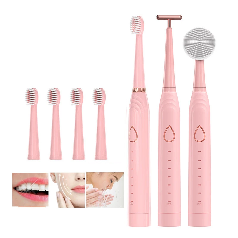 3 In 1 Multifungsi Sikat Gigi Listrik Sonic Tahan Air USB Isi Ulang Pengganti Sikat Kepala Pintar Timer Dewasa Rumah WDDA60