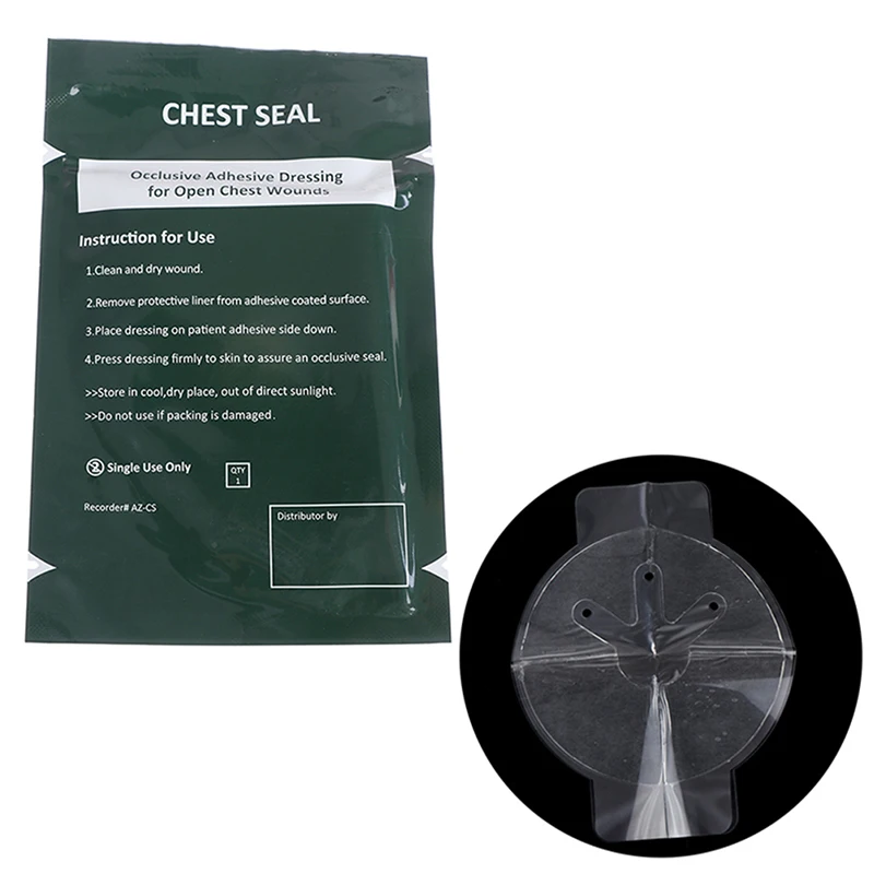 

Medical Vent Chest Seal Occlusive Adhesive Dressing for Open Chest Wounds Survival Emergency Trauma Sticker First Aid Patch