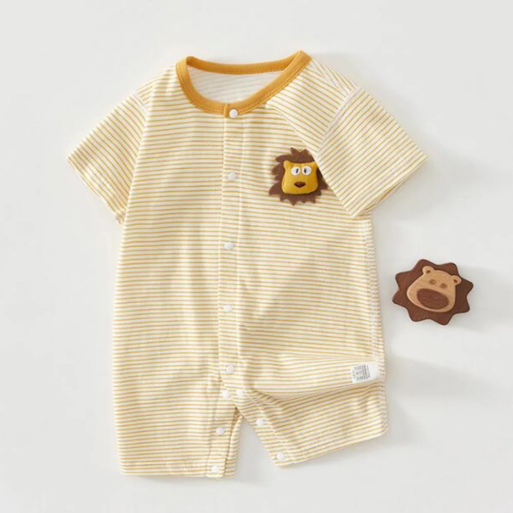 

Baby Girl Clothing Summer Cotton Striped Baby Rompers Short Sleeve Baby Boy Jumpsuit Newborn Onesies Wholesale