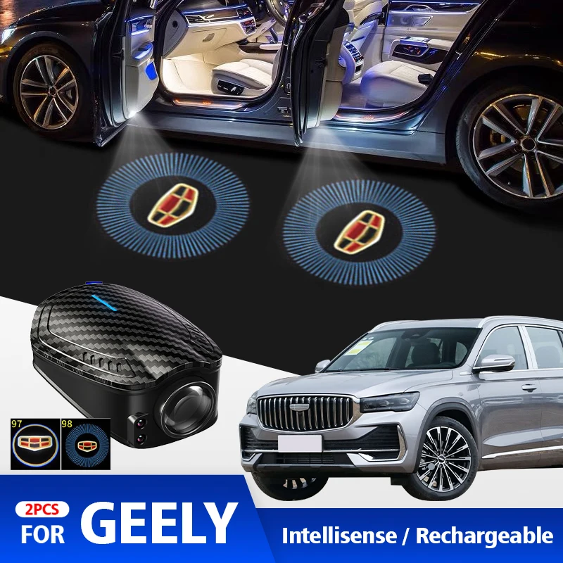 

For changan 2pcs USB Rechargeable GT Line Logo Car Door HD LED Lamps Projector Courtesy Welcome Lights
