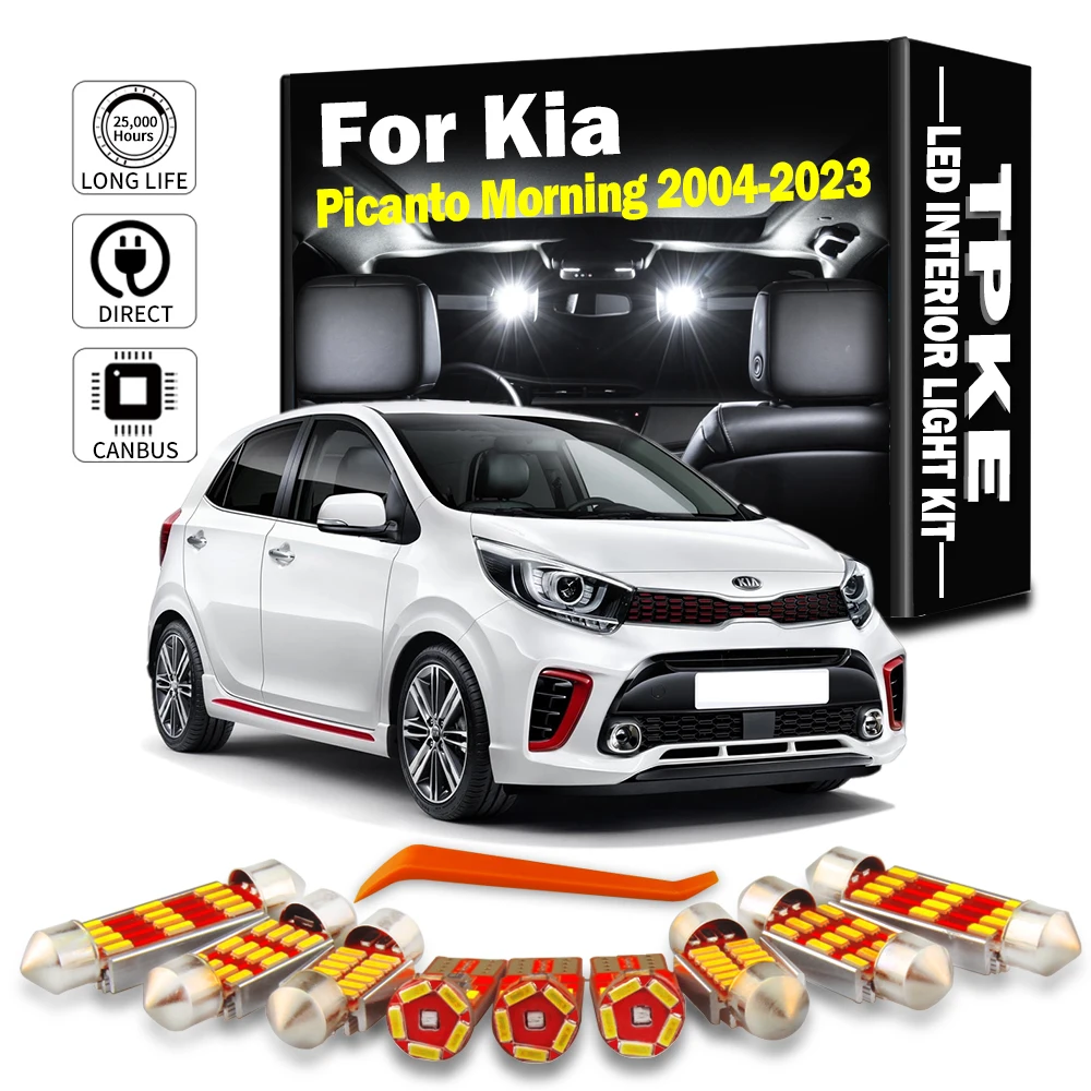 LED Interior Dome Map Trunk Light Kit For Kia Picanto Morning MK1 MK2 MK3 2004- 2018 2019 2020 2021 2022 2023 License Plate Lamp